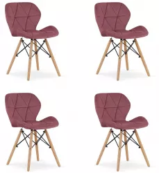 Set 4 scaune stil scandinav Artool Lago catifea lemn roz inchis 47x52x74 cm