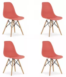 Set 4 scaune stil scandinav Artool Osaka PP lemn vermilion 46x54x81 cm 