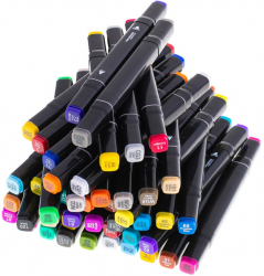Set 48 Markere cu Alcool 2 capete si geanta de depozitare 15 cm Multicolor 14 x 11 x 17.5 cm 