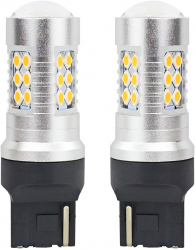 Set becuri auto cu LED CANBUS 3030 24SMD compatibil T20 7440 WY21W Portocaliu 12V / 24V destinat competitiilor auto sau 