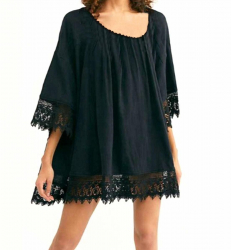 Tunica Rochie de plaja aerisita usoara si delicata culoare Neagra dimensiune Universala