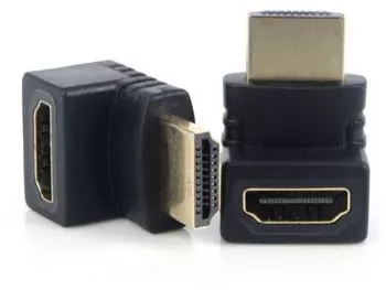 Adaptor / Mufa HDMI unghi 90 grade ACTIVE mama-tata negru contacte aurite ambalaj individual 