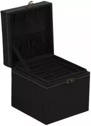 Cutie pentru bijuterii catifea negru 12x12x12 cm Springos 