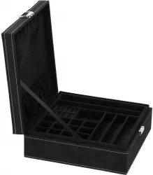 Cutie pentru bijuterii catifea negru 26x26x9 cm Springos 