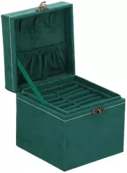 Cutie pentru bijuterii catifea verde 12x12x12 cm Springos