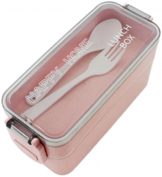 Cutie pentru pranz 750 ml tacamuri 2 compartimente roz 