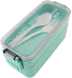 Cutie pentru pranz 750 ml tacamuri 2 compartimente verde