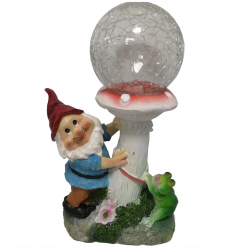 Lampa solara led OMC pitic cu sfera sticla si polirasina H 27cm multicolora exterior