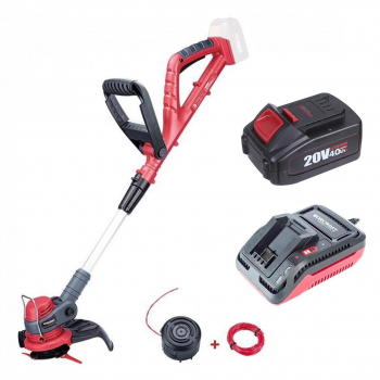 Motocoasa trimmer pentru tuns iarba electric cu acumulator 4  Ah incarcator 20V Li-ion maner telescopic 24 cm Worcraft 