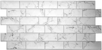Panou decorativ PVC model marmura 3D alb si negru 96x48.5 cm 