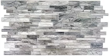 Panou decorativ PVC model piatra 3D nuante gri inchis 96x48.5 cm 