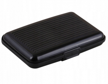 Portcard din metal inoxidabil Zola® negru securizat 11 x 7.5 x 2 cm 