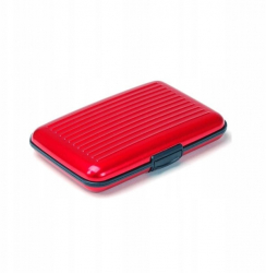 Portcard din metal inoxidabil Zola® rosu securizat 11 x 7.5 x 2 cm 