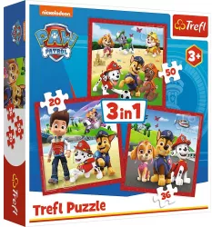 PUZZLE TREFL 3IN1 PATRULA CATELUSILOR CATELUSII FERICITI 