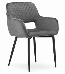 Scaun stil fotoliu bucatarie/living Artool Amalfi catifea metal gri si negru 58x56x83 cm 