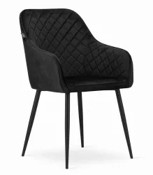 Scaun stil fotoliu bucatarie/living Artool Nugat catifea metal negru 58x54.5x91 cm 