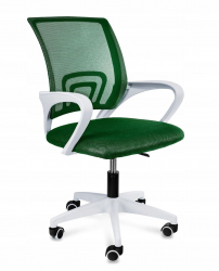 Scaun de birou rotativ cu plasa cotiere alb si verde 54x54x95  cm 