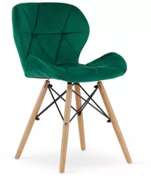 Scaun stil scandinav Artool Lago catifea lemn verde 48x43x74 cm 