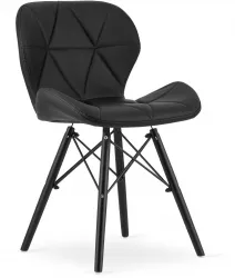 Scaun stil scandinav Artool Lago piele ecologica lemn negru 47.5x52x74 cm 