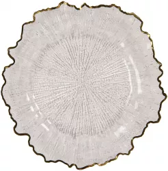 Set 8 farfurii melamina transparenta aurie 33x1 cm 