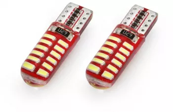 Set becuri auto cu LED CANBUS compatibil T10e W5W 24 SMD SILCA Alb 12V destinat competitiilor auto sau off-road 