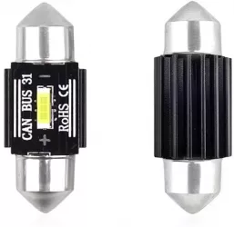 Set becuri auto cu LED CANBUS sofit compatibil C5W 1 SMD 31mm Alb 12/24V destinat competitiilor auto sau off-road 