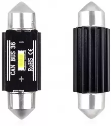 Set becuri auto cu LED CANBUS sofit compatibil C5W 1 SMD 36mm Alb 12/24V destinat competitiilor auto sau off-road 