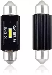 Set becuri auto cu LED CANBUS sofit compatibil C5W 1 SMD 39mm Alb 12/24V destinat competitiilor auto sau off-road 