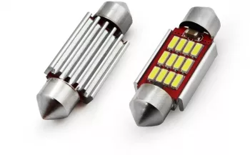 Set becuri auto cu LED CANBUS sofit compatibil C5W 12 SMD 4014 39mm Alb 12/24V destinat competitiilor auto sau off-road 
