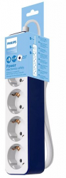 Prelungitor cu 4 prize Philips Led comutator bipolar lungime 1.5 m protectie copii 