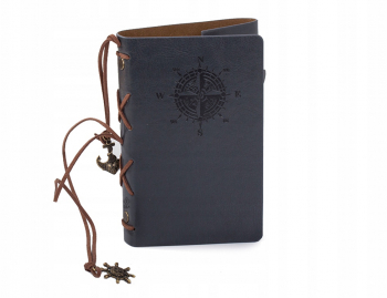 Agenda vintage Zola® stil retro 70 foi 15x10 cm din piele ecologica bleumarin