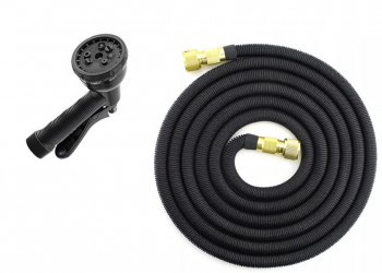 Furtun de gradina Zola® flexibil si extensibil cap de prindere saculet de depozitare 10-30 m negru 