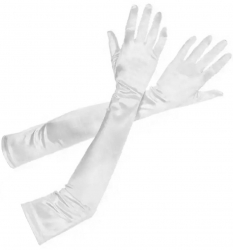 Manusi lungi de seara universale Zola® stil retro poliester 52 cm albe