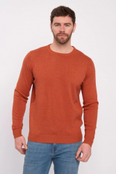 Pulover barbat maneca lunga cu logo de culoare uniforma Marime M Culoare ORANGE MEL LEE COOPER 