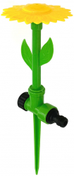Aspersor automat de gradina in forma de floare galbena Zola® plastic temperatura maxima a apei 60 grade Celsius 33 cm 