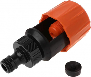 Conector pentru furtun si adaptor cu filet exterior Zola® din plastic 11x5 cm negru/ portocaliu
