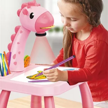 Masa Muzicala de Desen pentru copii cu Proiector model Girafa culoare Roz 24 imagini AVX-WT-222-2-PINK-GIRAFFE 