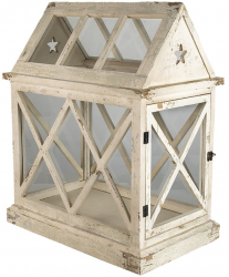 Mini sera lemn alb antichizat 54x35x66 cm 