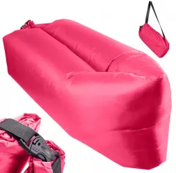 Saltea Autogonflabila Lazy Bag tip sezlong 230 x 70cm culoare Roz pentru camping plaja sau piscina 