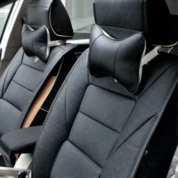 Set 2 buc. perne tetiere auto pentru sustinere gat din piele ecologica culoare NEGRU 