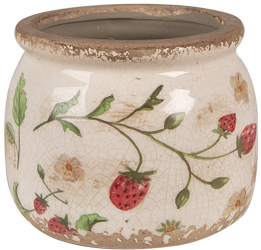 Set 2 ghivece flori ceramica multicolora Capsuni 12x10 cm 