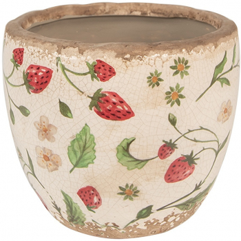 Set 2 ghivece flori ceramica multicolora Capsuni 13x11 cm 