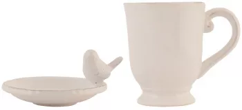 Set 6 cani 6 farfurioare ceramica bej 12x8x11 cm 9x4 cm 300 ml 