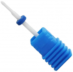Bit pentru freza de unghii UBX ceramic in forma de bila alb/albastru usor de curatat si dezinfectat lungime 3.9 cm 