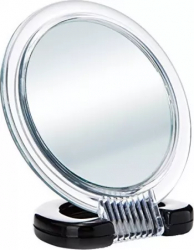 Oglinda cu suport si doua fete Beter diametru 12 cm transparent - negru 