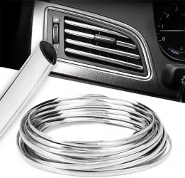 Rola Ornament Auto de tip U pentru muchii sau grila ventilatie 15m liniari culoare Crom SILVER 