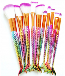 Set 10 pensule pentru machiaj cu husa Zola® diferite forme forma coada de peste multicolore 