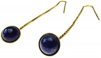 Cercei lantisor argint placat cu aur cu lapis-lazuli natural 6 MM 