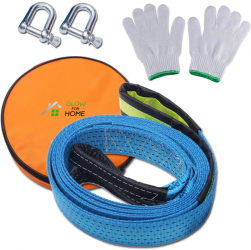 Chinga de tractare si remorcare auto GlowforHome 5 tone lungime 8 metri fixare cu carlige material reflectorizant usor de transportat 