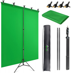 Kit perete fundal verde profesional pentru studio foto/video GlowforHome Green Screen portabil de tip Roll Up cu panza Chroma Key pentru s 